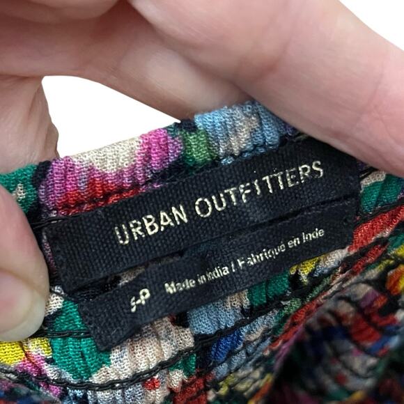 Urban Outfitters Lola Wide Leg Jumpsuit Small Floral Smocked Halter Colorful - Picture 6 of 8